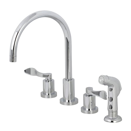 Kingston Brass KS8721DFL 8" to 16" Widespread Kitchen Faucet, Polished Chrome KS8721DFL